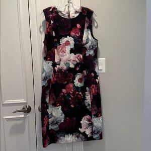 Calvin Klein Neoprene Multicolor Floral Midi Dress
